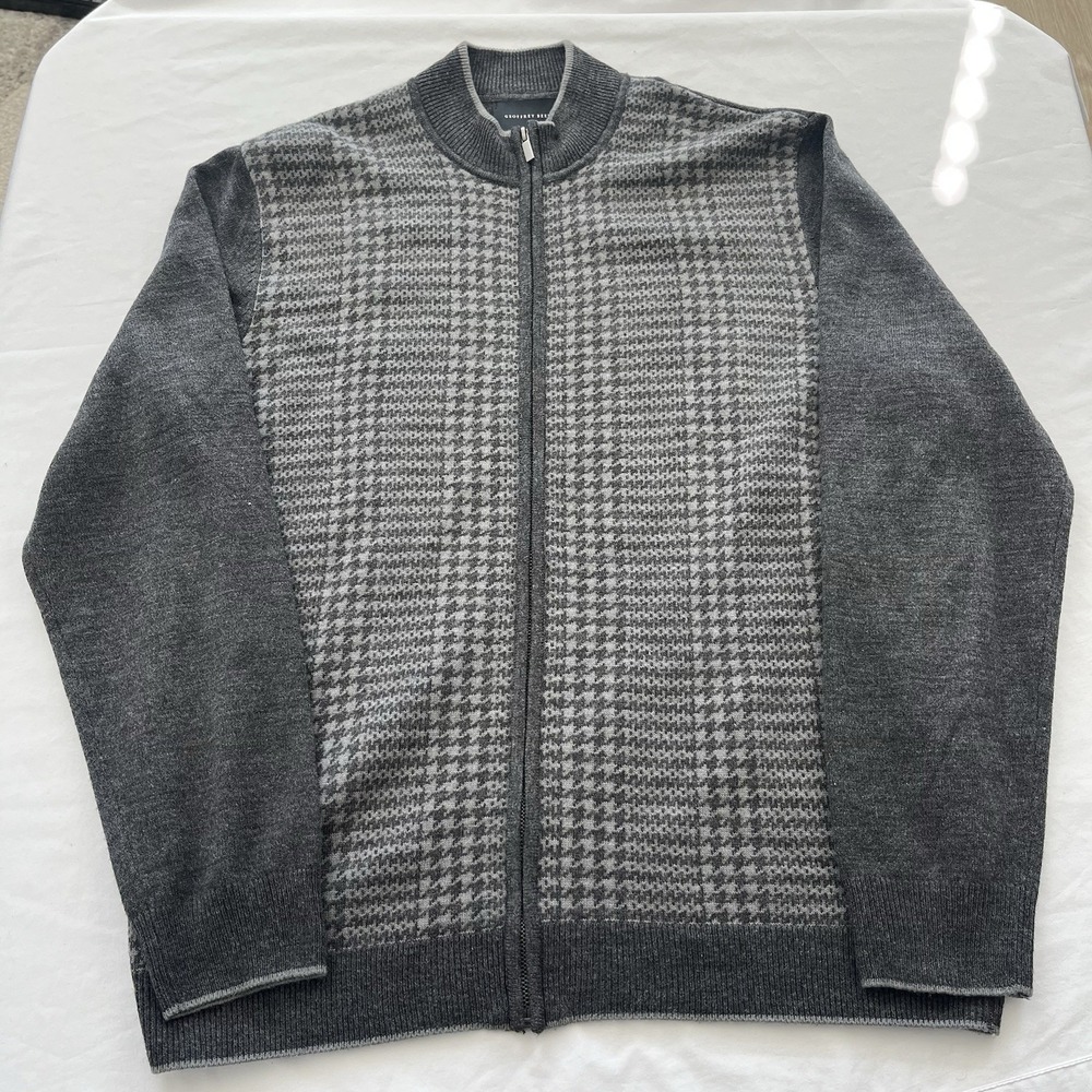 Vintage Geoffrey Beene Knit Sweater Geometric Full Zip Size Large